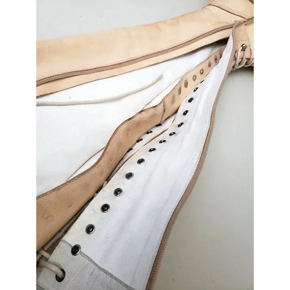 Jeffrey Campbell Haley Over The Knee Lace Up Boots Tan Leather Size 8.5 - Picture 7 of 7